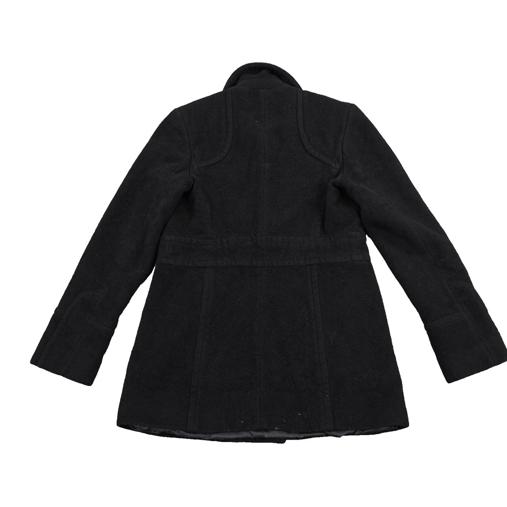 Searle Wool Blend PeaCoat Womens Small Black Double Jacket Gorpcore READ - Picture 2 of 13
